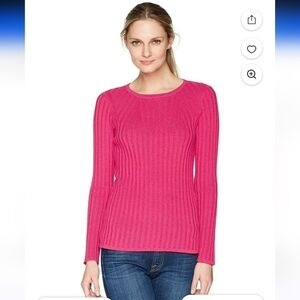 Foxcroft Fuchsia Mindy Ribbed Crew Neck Sweater Size 1X